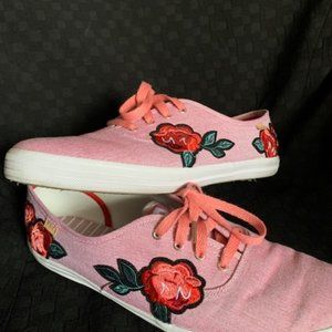 Keds Pink w/embroidered flower accents Size 11